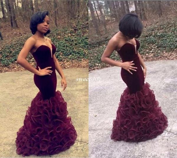 2019 burgundy mermaid prom dresses long velvet sweetheart african arabic pageant party wear ruffles open back evening celebr2442206, Black
2019 burgundy mermaid prom dresses long velvet sweetheart african arabic pageant party wear ruffles open back evening celebr2442206, Black