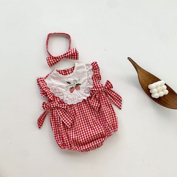 rompers summer infant baby girls romper strawberry printed lace decorative border bow plaid cotton triangle bodysuit hair band 230823, Blue
rompers summer infant baby girls romper strawberry printed lace decorative border bow plaid cotton triangle bodysuit hair band 230823, Blue