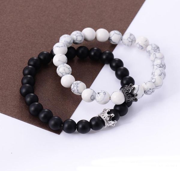 black white stone beads crown bracelet for women men couple bracelets bangles jewelry lover gift2478595, Golden;silver
black white stone beads crown bracelet for women men couple bracelets bangles jewelry lover gift2478595, Golden;silver