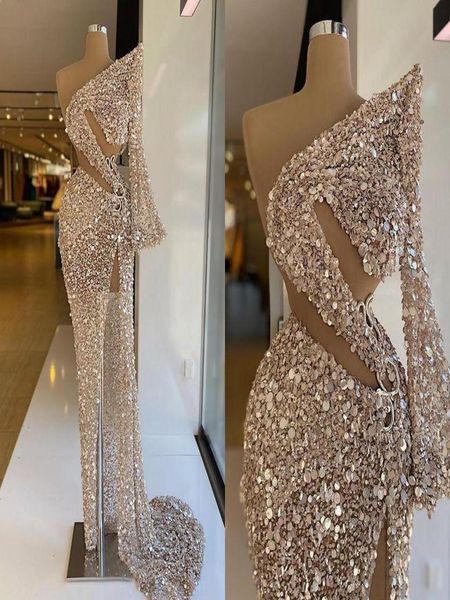 sparkly sequined crystals evening dresses 2021 one shoulder glitter pageant prom gowns high side slit long sleeve arabic wome3500741, Black;red
sparkly sequined crystals evening dresses 2021 one shoulder glitter pageant prom gowns high side slit long sleeve arabic wome3500741, Black;red