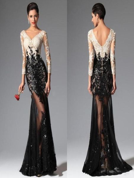 black white mermaid long sleeves lace evening dresses 2016 elie saab v neck sheer illusion sequined celebrity prom dresses evening3253273, Black;red
black white mermaid long sleeves lace evening dresses 2016 elie saab v neck sheer illusion sequined celebrity prom dresses evening3253273, Black;red
