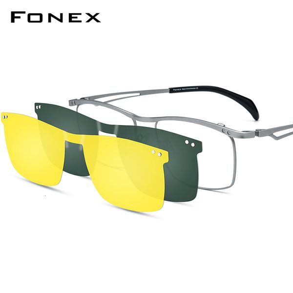 fashion sunglasses frames fonex glasses frame men square magnet clip optical prescription eyeglasses with polarized night vision lens f85759, Black
fashion sunglasses frames fonex glasses frame men square magnet clip optical prescription eyeglasses with polarized night vision lens f85759, Black