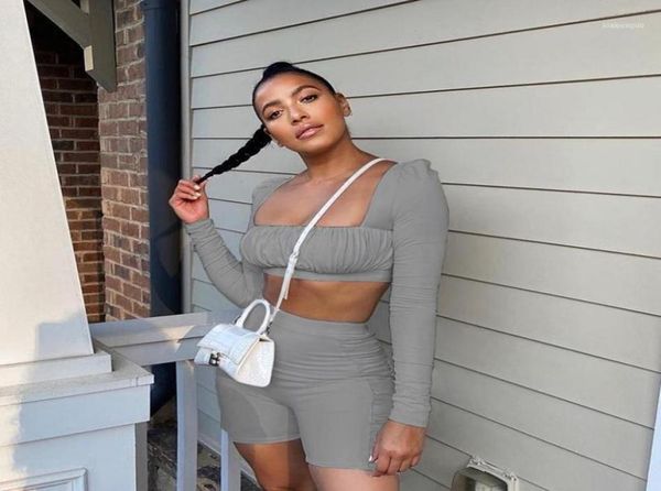 women039s tracksuits fannic 2021 summer solid color square neck pleated longsleeved tshirt and shorts twopiece woman suit16637985, Gray
women039s tracksuits fannic 2021 summer solid color square neck pleated longsleeved tshirt and shorts twopiece woman suit16637985, Gray