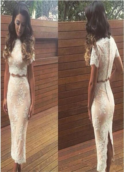 two pieces prom dresses 2019 short sleeves lace buttons back cocktail party evening gowns back split vestidos de novia8968837, Black
two pieces prom dresses 2019 short sleeves lace buttons back cocktail party evening gowns back split vestidos de novia8968837, Black
