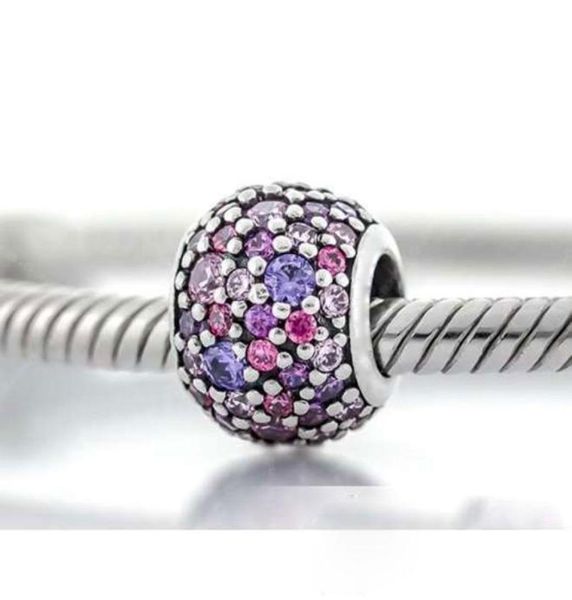 925 sterling silver pink and purple pave lights bead fits european p jewelry charm bracelets8899397, Black
925 sterling silver pink and purple pave lights bead fits european p jewelry charm bracelets8899397, Black