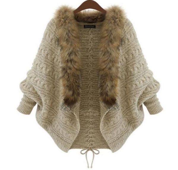 winter new cardigan poncho fur collar outerwear women sweater knitted brand casual knitwear jacket 81175541664201, White;black
winter new cardigan poncho fur collar outerwear women sweater knitted brand casual knitwear jacket 81175541664201, White;black