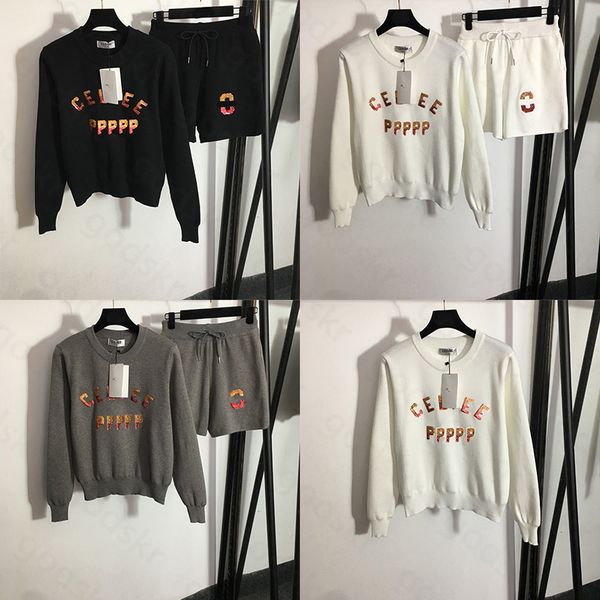women embroidery knit tracksuit hoodie shorts sequin letter pullover sweatshirt high waist sweatpants casual trousers set, Gray
women embroidery knit tracksuit hoodie shorts sequin letter pullover sweatshirt high waist sweatpants casual trousers set, Gray