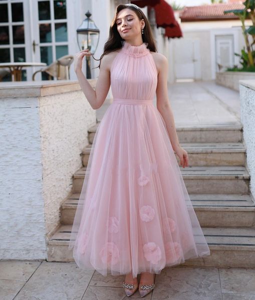high neck tulle a-line prom dresses sleeveless pink sky blue pleat evening formal gowns 3d flowers lace-up back vestidos de gala robe de soi, Black
high neck tulle a-line prom dresses sleeveless pink sky blue pleat evening formal gowns 3d flowers lace-up back vestidos de gala robe de soi, Black