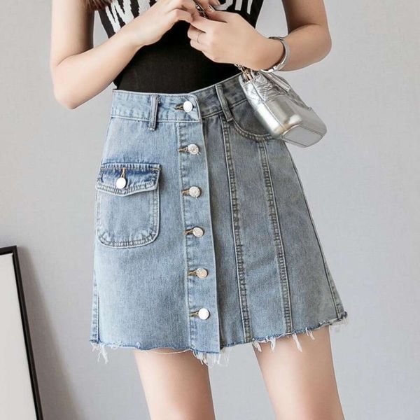 item title denim skirt ladies high waisted a line single breasted design tight waist for women, Black
item title denim skirt ladies high waisted a line single breasted design tight waist for women, Black