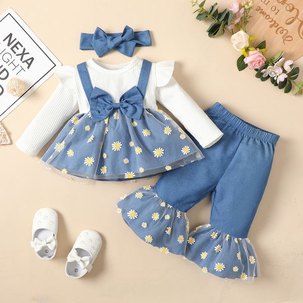 rompers 0 2 year old born girl baby spring and autumn cotton patchwork imitation denim small daisy mesh long sleeved pants set 230823, Blue
rompers 0 2 year old born girl baby spring and autumn cotton patchwork imitation denim small daisy mesh long sleeved pants set 230823, Blue