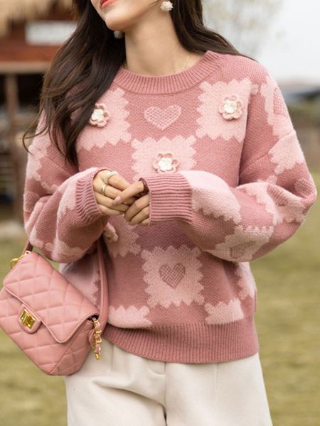 womens sweaters sweater knitted pullover autumn winter clothing 3d flower loose pink y2k kawaii sweet fashion jumpers 230822, White;black
womens sweaters sweater knitted pullover autumn winter clothing 3d flower loose pink y2k kawaii sweet fashion jumpers 230822, White;black