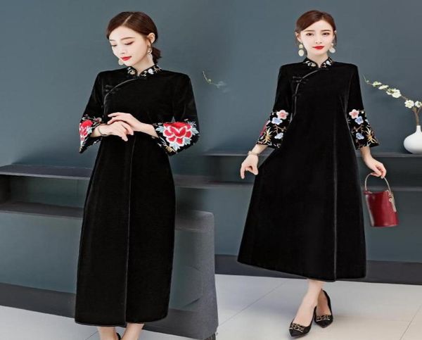 fashion velvet dress cheongsam autumn winter chinese style long sleeve embroidery dresses plus size women clothes black casual5361217, Black;gray
fashion velvet dress cheongsam autumn winter chinese style long sleeve embroidery dresses plus size women clothes black casual5361217, Black;gray