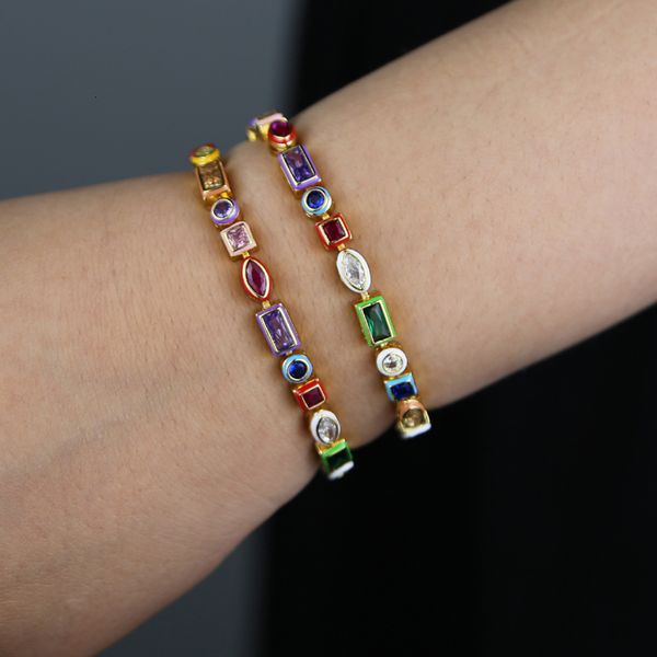 charm bracelets 18k gold plated fashion rainbow colorful cz round square shape tennis bracelet women girl birthday party charm jewelry gift, Golden;silver
charm bracelets 18k gold plated fashion rainbow colorful cz round square shape tennis bracelet women girl birthday party charm jewelry gift, Golden;silver
