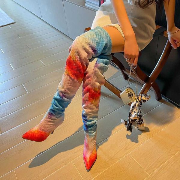 2022 spring and autumn new fine heel rainbow over knee long boots elastic boots large women's boots size 41 230822, Black
2022 spring and autumn new fine heel rainbow over knee long boots elastic boots large women's boots size 41 230822, Black