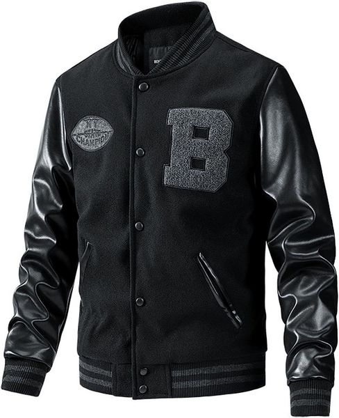men's jackets mens fashion varsity jacket streetwear slim fit college baseball letterman bomber coat with leather sleeve 230822, Black;brown
men's jackets mens fashion varsity jacket streetwear slim fit college baseball letterman bomber coat with leather sleeve 230822, Black;brown