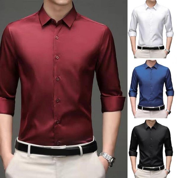 men's casual shirts spring and summer longsleeved shirt thin business dress ice silk wrinkle resistant nonironing solid color collar 23, White;black
men's casual shirts spring and summer longsleeved shirt thin business dress ice silk wrinkle resistant nonironing solid color collar 23, White;black