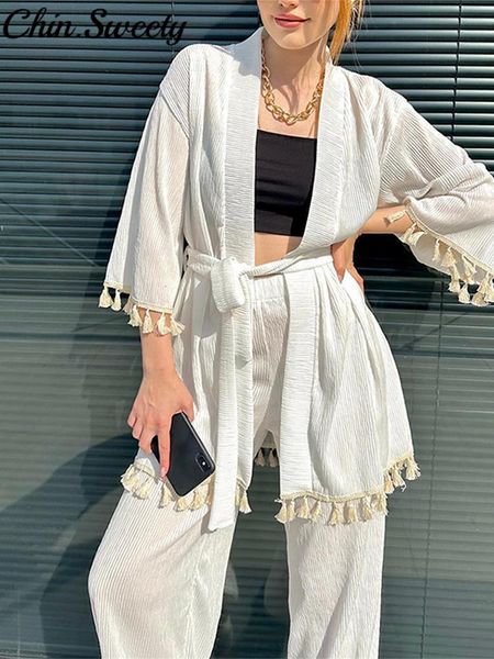 women s suits blazer suit fringe corduroy wide leg pants spring autumncasual lace up solid opeb stitch loose elegant trousers female set 230, White;black
women s suits blazer suit fringe corduroy wide leg pants spring autumncasual lace up solid opeb stitch loose elegant trousers female set 230, White;black