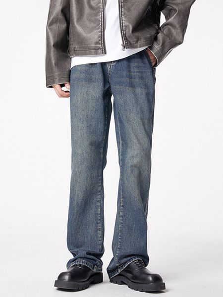 men s jeans yihanke y2k simple trousers brand clothing baggy men pants hombre 230823, Blue