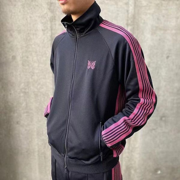 men's jackets blue needles jacket men women butterfly embroidery coats track outerwear, Black;brown
men's jackets blue needles jacket men women butterfly embroidery coats track outerwear, Black;brown