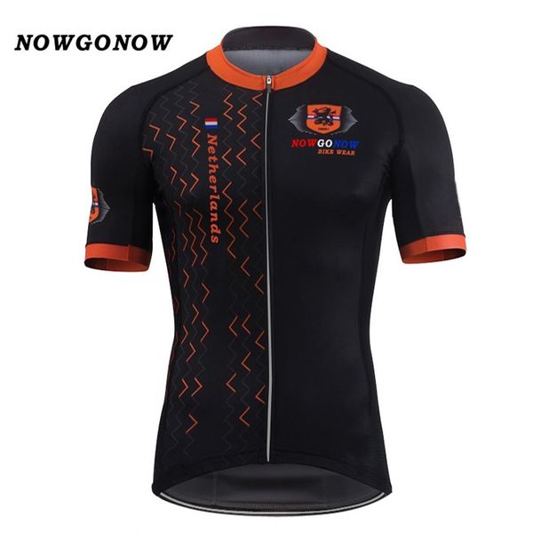 Image of Men 2017 cycling jersey Netherlands national team flag black Dutch Holland clothing bike wear racing riding mtb road sportwear318t