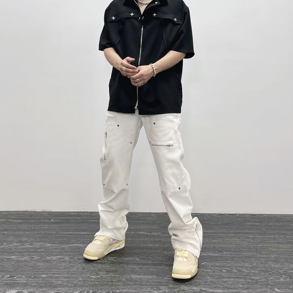 men s pants hip hop vibe functional cargo trousers men fashionable tactical pant rivets zipper split micro flare white male clothes 230822, Black
men s pants hip hop vibe functional cargo trousers men fashionable tactical pant rivets zipper split micro flare white male clothes 230822, Black