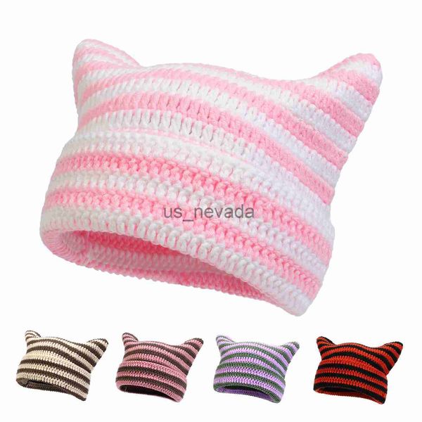 beanie/skull caps 2023 new little devil hand crocheted woolen hat striped hat cute cat's ears (steamed cat-ear shaped bread) casual war, Blue;gray
beanie/skull caps 2023 new little devil hand crocheted woolen hat striped hat cute cat's ears (steamed cat-ear shaped bread) casual war, Blue;gray