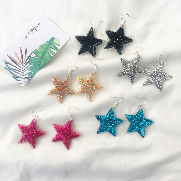 sequin pentagonal star earrings, colorful resin creative ear clip, female accessory, Silver
sequin pentagonal star earrings, colorful resin creative ear clip, female accessory, Silver