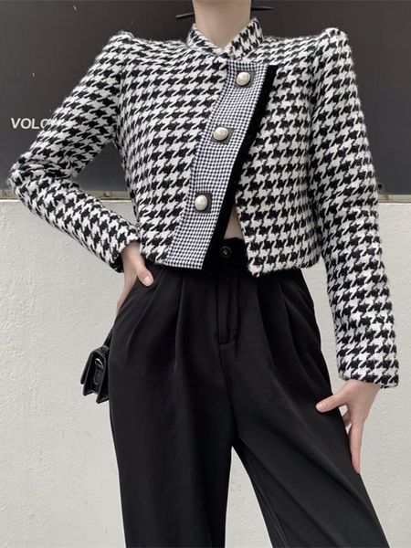 womens jackets luxury brand houndstooth vintage tweed jacket coat autumn winter fashion high street small fragrance woolen short outerwear 2, Black;brown
womens jackets luxury brand houndstooth vintage tweed jacket coat autumn winter fashion high street small fragrance woolen short outerwear 2, Black;brown