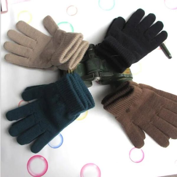 Image of Solid Color warm Knitted Finger Gloves Candy Colors mens women Knitted Gloves Full Finger Stretch Mittens adult bike cycling warm glovesZZ