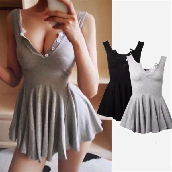 summer half skirt pure color narrowing waist skinny v neck short buttoned up, Black
summer half skirt pure color narrowing waist skinny v neck short buttoned up, Black