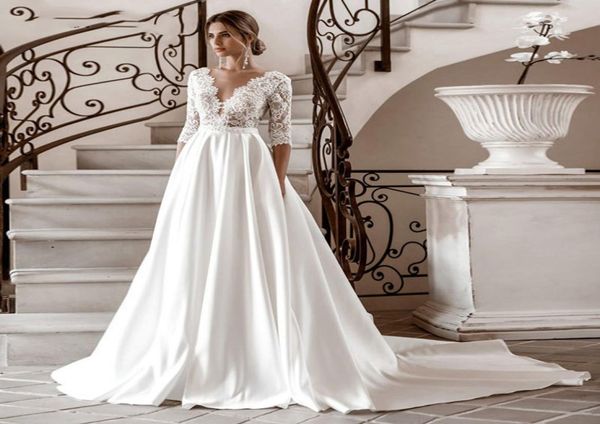 vneck original lace applique aline wedding gowns bodice empire waistline matte satin half sleeves bridal dresses3532400, White
vneck original lace applique aline wedding gowns bodice empire waistline matte satin half sleeves bridal dresses3532400, White
