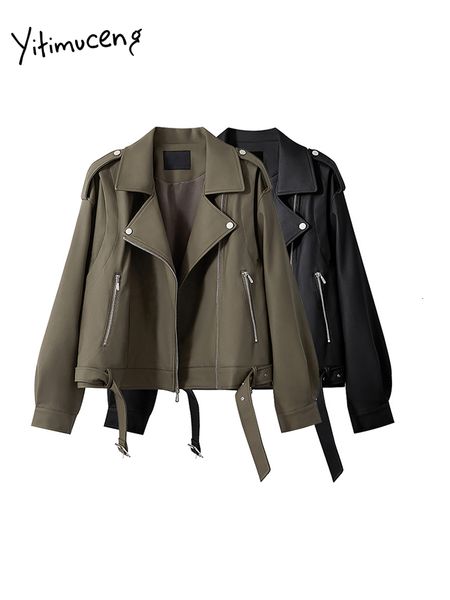 women's jackets yitimuceng zipper pu leather jacket women 2023 autumn winter fashion long sleeve vintage turn down collar loose coats 2, Black;brown
women's jackets yitimuceng zipper pu leather jacket women 2023 autumn winter fashion long sleeve vintage turn down collar loose coats 2, Black;brown