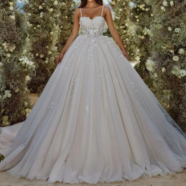 romantic spaghetti straps lace up a-line wedding dresses 2023 glamorous appliques lace chapel train princess bridal gown, White
romantic spaghetti straps lace up a-line wedding dresses 2023 glamorous appliques lace chapel train princess bridal gown, White