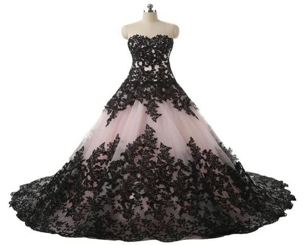 blushing pink black gothic ball gown wedding dresses sweetheart lace appliques vintage bridal gowns non white wedding colorful2631469
blushing pink black gothic ball gown wedding dresses sweetheart lace appliques vintage bridal gowns non white wedding colorful2631469