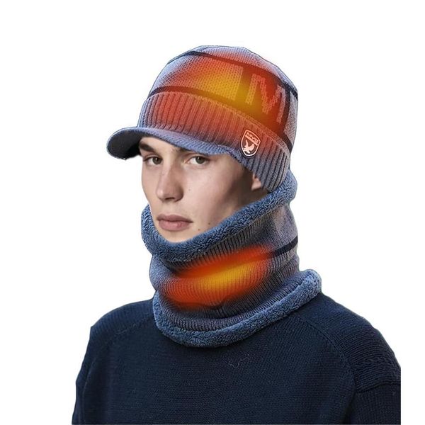 beanie/skull caps electric heated hat scarf set usb warm hat neck warmer cap rechargeable heated knitting beanie for outdoor mountaineering, Blue;gray
beanie/skull caps electric heated hat scarf set usb warm hat neck warmer cap rechargeable heated knitting beanie for outdoor mountaineering, Blue;gray