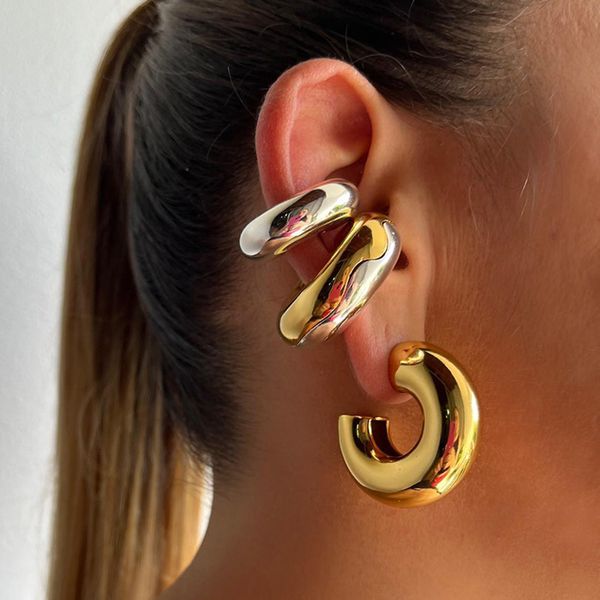 ear cuff punk gold plated stainless steel chunky clip earrings for women exaggerated thick round circle jewelry gift 230823, Silver
ear cuff punk gold plated stainless steel chunky clip earrings for women exaggerated thick round circle jewelry gift 230823, Silver