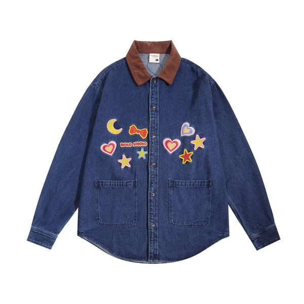 harajuku blue jeans shirt hip hop embroidery star moon heart long sleeve denim shirts streetwear 2023 fashion loose blouses coat, White;black
harajuku blue jeans shirt hip hop embroidery star moon heart long sleeve denim shirts streetwear 2023 fashion loose blouses coat, White;black