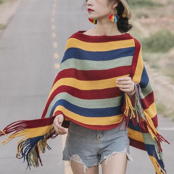 womens sweaters autumn and winter warm thickened scarf shawl sweater elegant bohemian casual classic striped coat fringe 230822, White;black
womens sweaters autumn and winter warm thickened scarf shawl sweater elegant bohemian casual classic striped coat fringe 230822, White;black