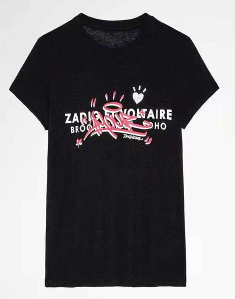 23ss zadig voltaire designer t shirt women's t-shirts summer new french style zv letter love print drill cotton round neck black women&, White
23ss zadig voltaire designer t shirt women's t-shirts summer new french style zv letter love print drill cotton round neck black women&, White