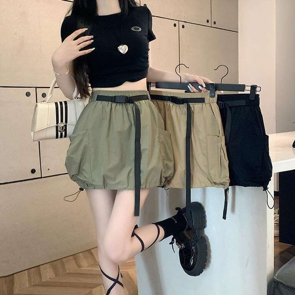 summer american retract style drawstring overalls short skirt womens elastic high waist skinny all match casual, Black
summer american retract style drawstring overalls short skirt womens elastic high waist skinny all match casual, Black