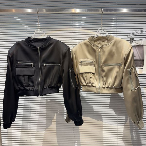 women's jackets borvemays fashion trend jacket loose casual stand collar long sleeve solid color zipper pockets 2023 autumn coat wz5125, Black;brown
women's jackets borvemays fashion trend jacket loose casual stand collar long sleeve solid color zipper pockets 2023 autumn coat wz5125, Black;brown
