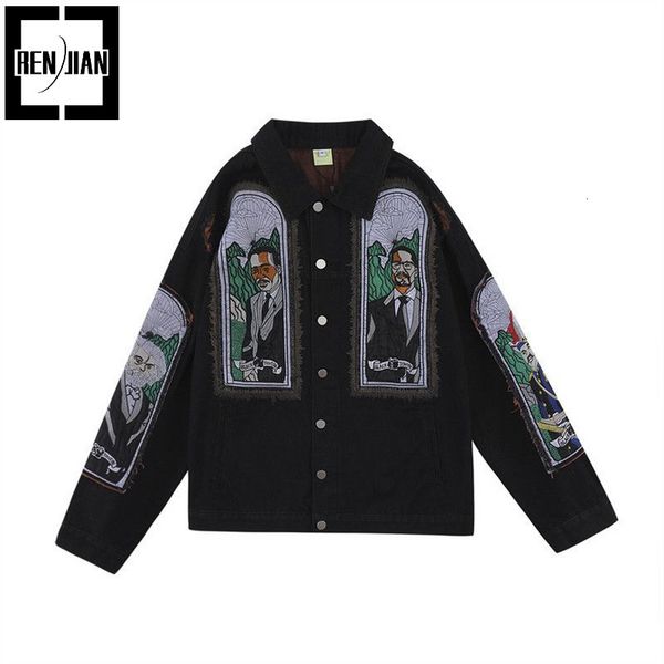 men's down parkas men's fashion hip hop denim jacket with embroidery hi street loose fit jeans coat y2k vibe style oversized outer, Black
men's down parkas men's fashion hip hop denim jacket with embroidery hi street loose fit jeans coat y2k vibe style oversized outer, Black