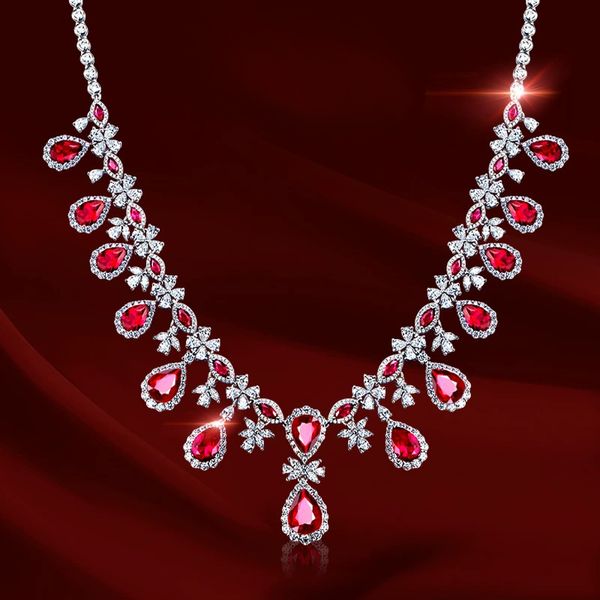 pigeon blood crystal chain luxury clavicle choker necklace betrothal wedding gift, Black
pigeon blood crystal chain luxury clavicle choker necklace betrothal wedding gift, Black