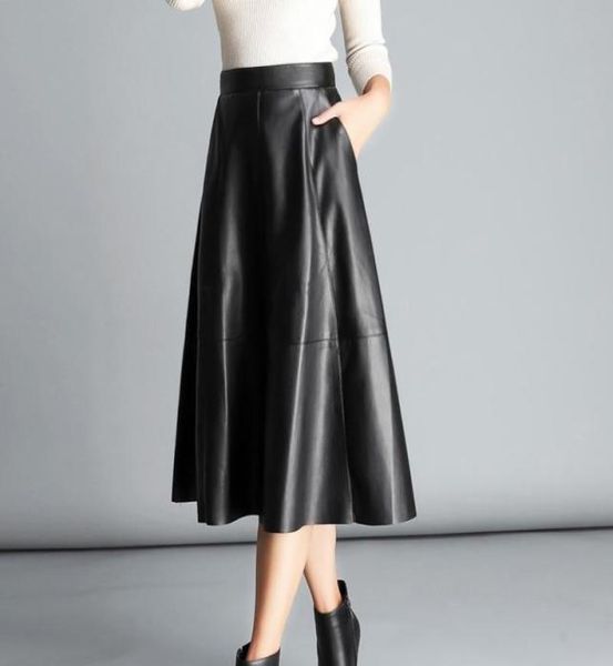 leather skirt women soft mixed sheepskin waist black a line 2021 autumn winter office lady long female skirts9955993
leather skirt women soft mixed sheepskin waist black a line 2021 autumn winter office lady long female skirts9955993