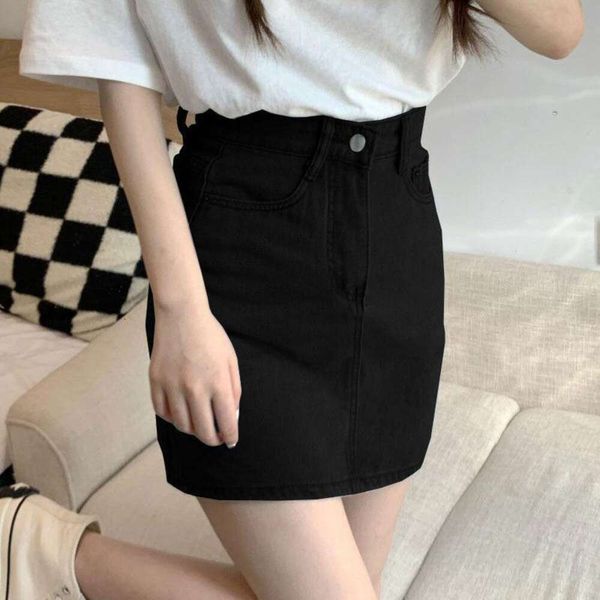 pure color denim skirt for women summer thin a line simple and versatile high waist bag butt ins short, Black
pure color denim skirt for women summer thin a line simple and versatile high waist bag butt ins short, Black