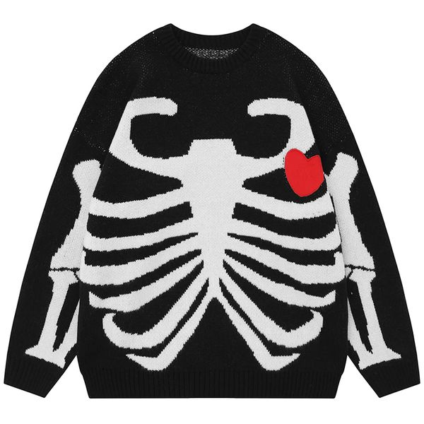 womens sweaters mens vintage knitted sweater skull skeleton jacquard long sleeve pullover y2k hip hop streetwear clothes 230822, White;black
womens sweaters mens vintage knitted sweater skull skeleton jacquard long sleeve pullover y2k hip hop streetwear clothes 230822, White;black