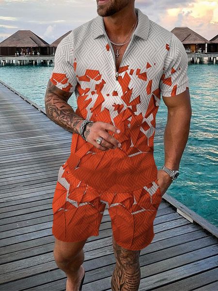 men's tracksuits 3d printed casual 2 piece set suit summer fashion color contrast polo zipper lapel shirt short sleeve shorts 230822, Gray
men's tracksuits 3d printed casual 2 piece set suit summer fashion color contrast polo zipper lapel shirt short sleeve shorts 230822, Gray
