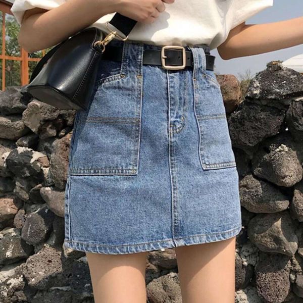 denim skirt for women summer style korean all matching hip hong kong flavored high waist slim a line short, Black
denim skirt for women summer style korean all matching hip hong kong flavored high waist slim a line short, Black