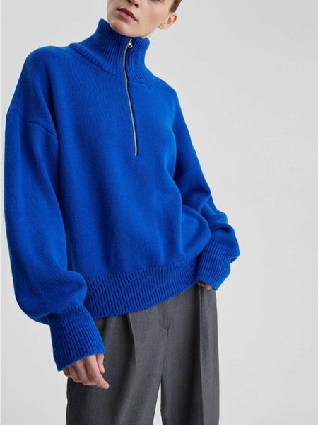 women's sweaters elegant turtleneck winter warm sweater fashion solid loose for women simplicity white blue zipper knitted 230822, White;black
women's sweaters elegant turtleneck winter warm sweater fashion solid loose for women simplicity white blue zipper knitted 230822, White;black