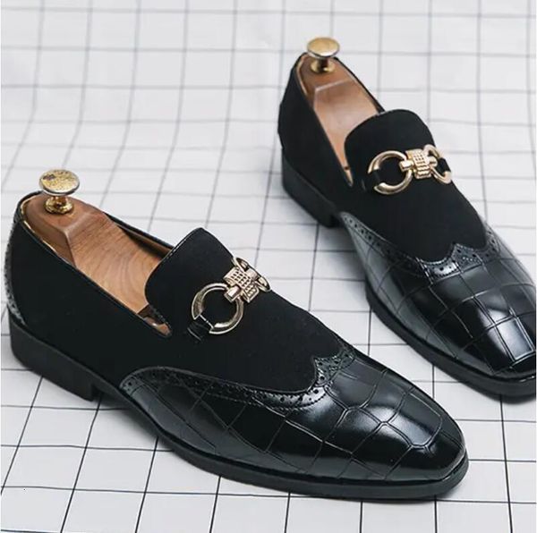 dress shoes loafers men pu patchwork embossed leather shoes with horseshoe buckle decoration business dress shoes fashion men single shoes 2, Black
dress shoes loafers men pu patchwork embossed leather shoes with horseshoe buckle decoration business dress shoes fashion men single shoes 2, Black